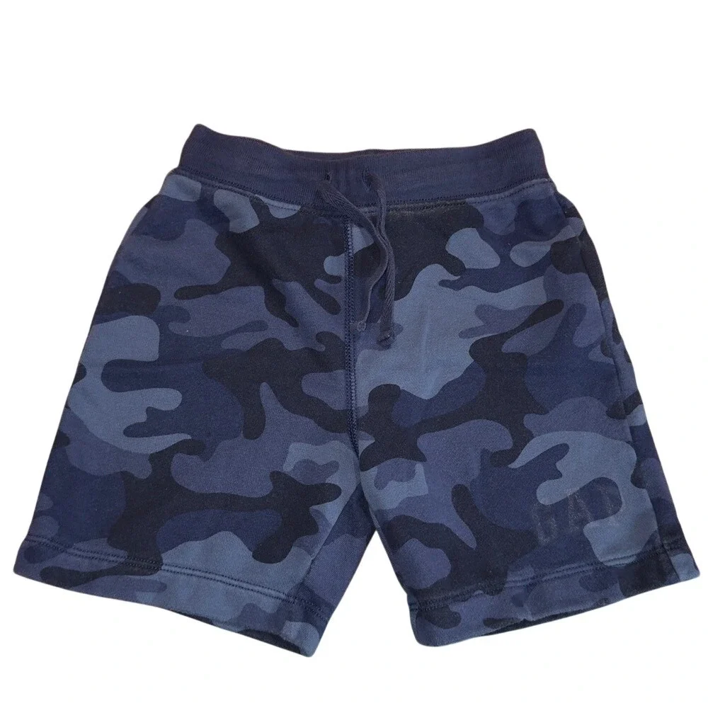 GAP Kids Boys Navy Blue Camo Sweat Shorts Drawstring Casual‎ Size 5